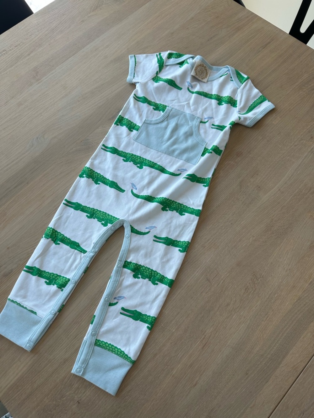NWOT The Beaufort Bonnet Company White & Green Alligator One-Piece Romper